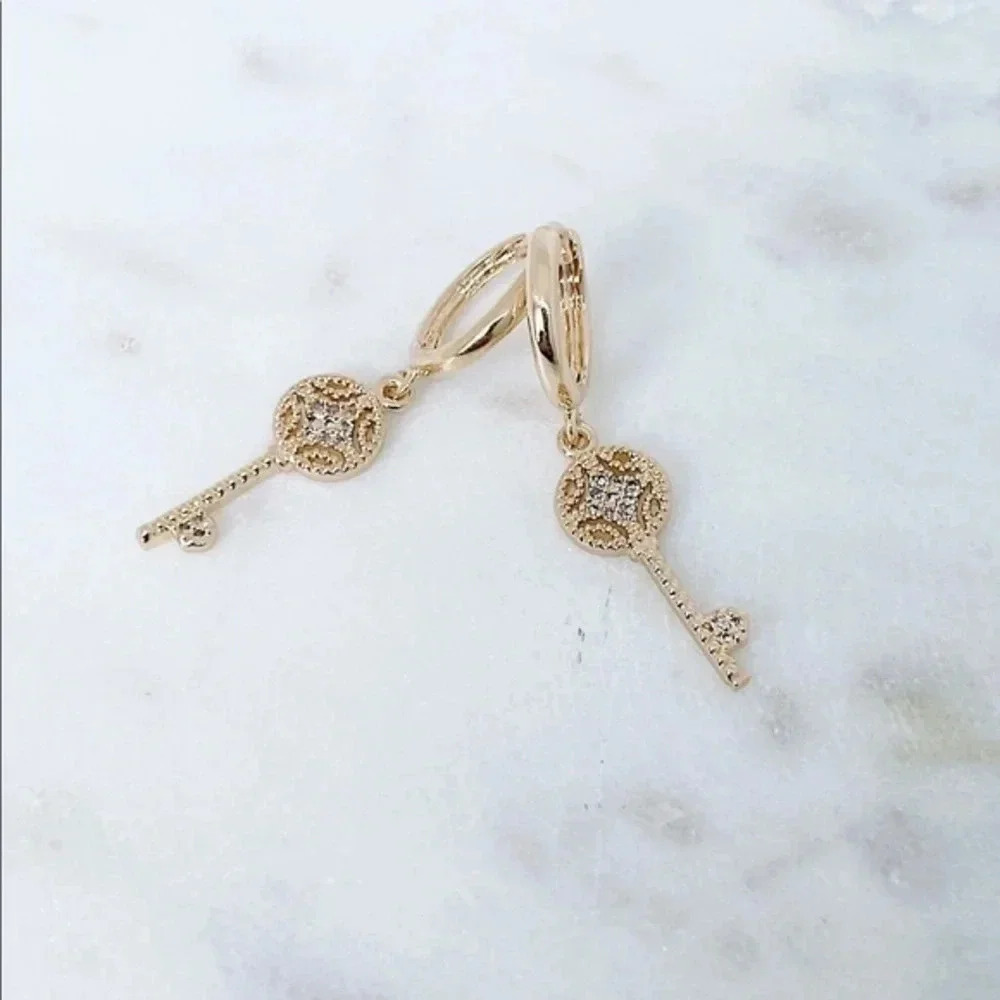Key Hoops Earrings - Picture 3 of 3